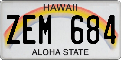 HI license plate ZEM684