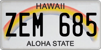 HI license plate ZEM685