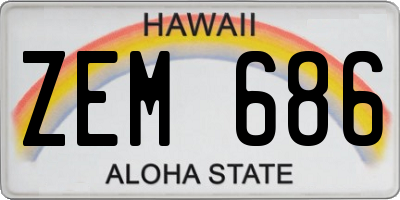 HI license plate ZEM686