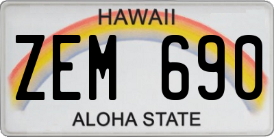 HI license plate ZEM690