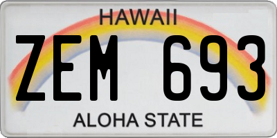 HI license plate ZEM693