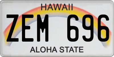 HI license plate ZEM696