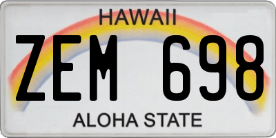 HI license plate ZEM698