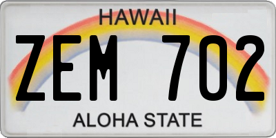 HI license plate ZEM702
