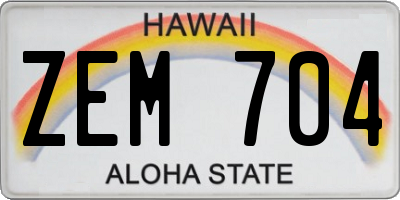 HI license plate ZEM704