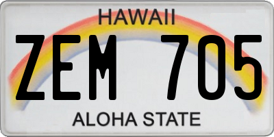 HI license plate ZEM705