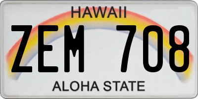 HI license plate ZEM708