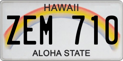 HI license plate ZEM710