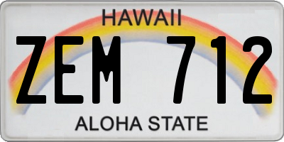 HI license plate ZEM712