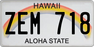 HI license plate ZEM718