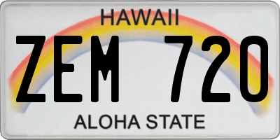 HI license plate ZEM720