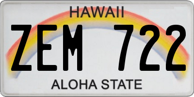 HI license plate ZEM722