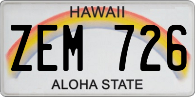 HI license plate ZEM726