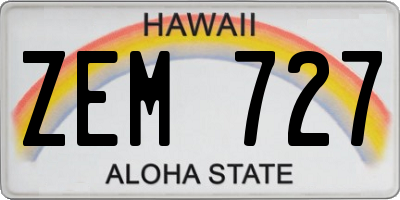 HI license plate ZEM727