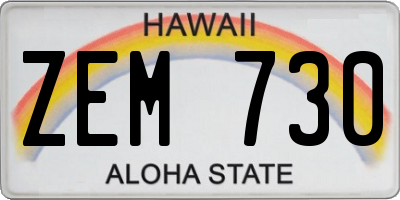 HI license plate ZEM730