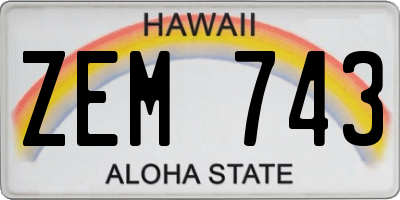 HI license plate ZEM743