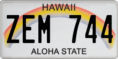 HI license plate ZEM744