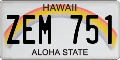 HI license plate ZEM751