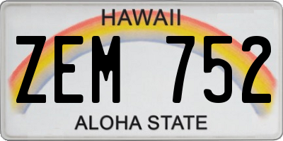 HI license plate ZEM752