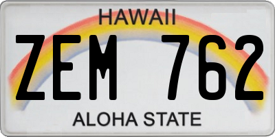 HI license plate ZEM762