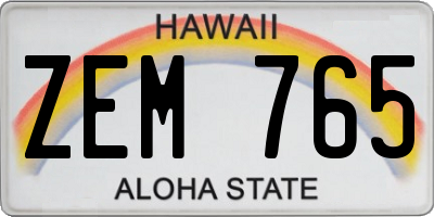 HI license plate ZEM765