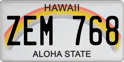 HI license plate ZEM768