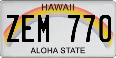 HI license plate ZEM770