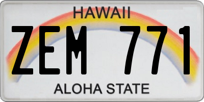 HI license plate ZEM771