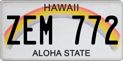HI license plate ZEM772