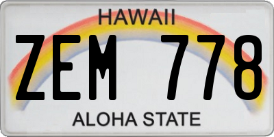 HI license plate ZEM778