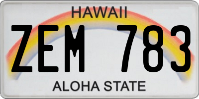 HI license plate ZEM783