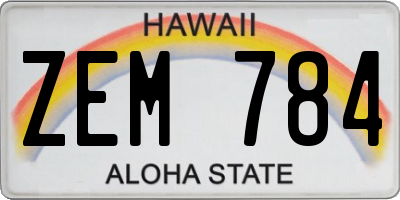HI license plate ZEM784
