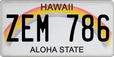 HI license plate ZEM786