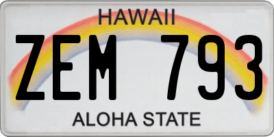 HI license plate ZEM793