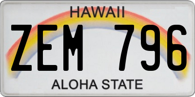 HI license plate ZEM796