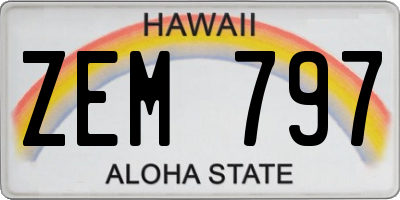 HI license plate ZEM797