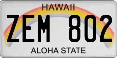 HI license plate ZEM802