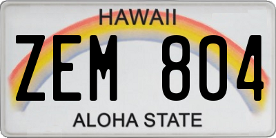 HI license plate ZEM804