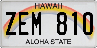 HI license plate ZEM810