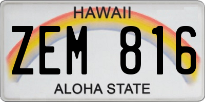 HI license plate ZEM816