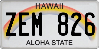 HI license plate ZEM826