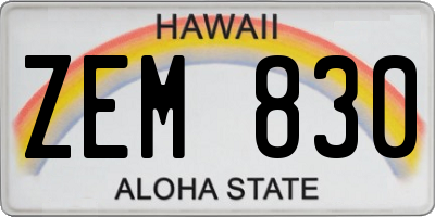 HI license plate ZEM830