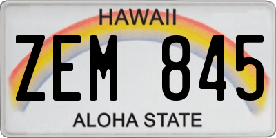 HI license plate ZEM845