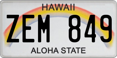 HI license plate ZEM849