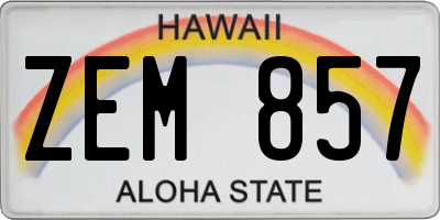 HI license plate ZEM857