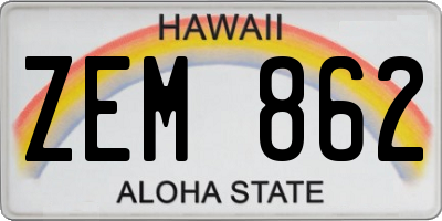 HI license plate ZEM862