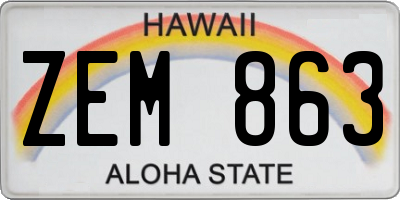 HI license plate ZEM863