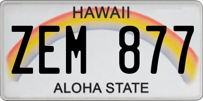 HI license plate ZEM877