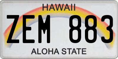 HI license plate ZEM883