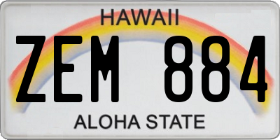 HI license plate ZEM884